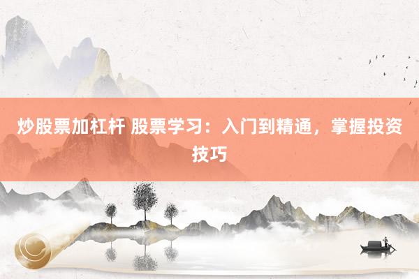 炒股票加杠杆 股票学习：入门到精通，掌握投资技巧